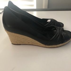Cole Haan black wedge sandal roped heal. Sz 8.5